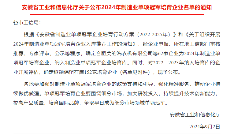 祝賀公司繼續(xù)獲2022－2023年單項(xiàng)冠軍培育企業(yè)（評估合格繼續(xù)留庫）！